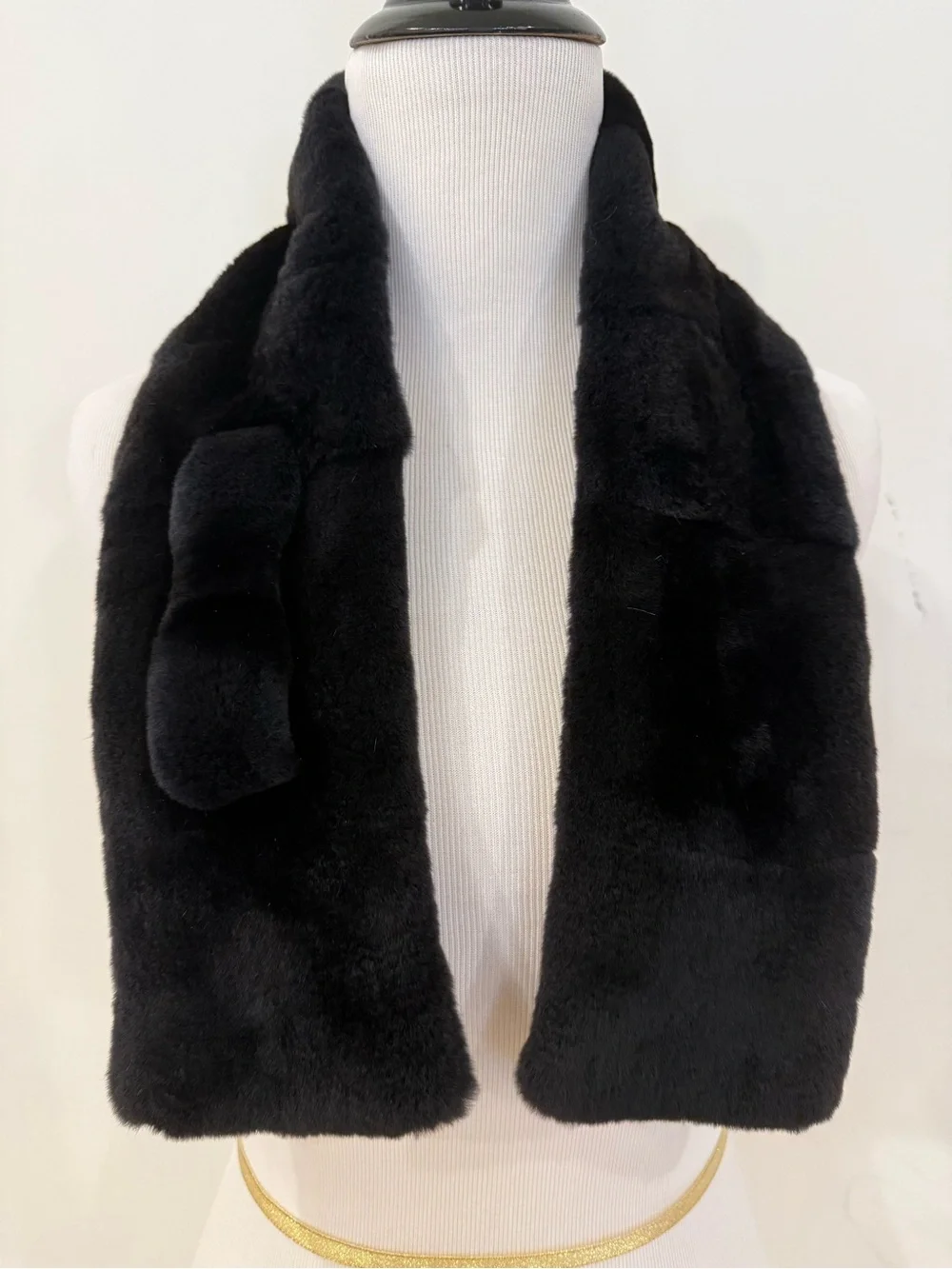 Black Sheared Mink Fur Scarf - Women's Winter Neck Warmer